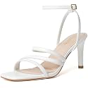 Mostrin Womens Sandals Strappy Heels for Women Ankle Strap Lace Up Heels Square Open Toe Heels Tie Up Stiletto High Heeled Sandals for Prom, Party, Daily Wear
