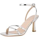 Mostrin Womens Sandals Strappy Heels for Women Ankle Strap Lace Up Heels Square Open Toe Heels Tie Up Stiletto High Heeled Sandals for Prom, Party, Daily Wear
