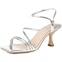 Mostrin Womens Sandals Strappy Heels for Women Ankle Strap Lace Up Heels Square Open Toe Heels Tie Up Stiletto High Heeled Sandals for Prom, Party, Daily Wear