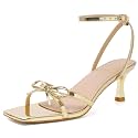 Mostrin Strappy Kitten Heels for Women Square Open Toe Heels Ankle Strap Lace Up Heeled Sandals for Party, Prom