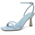 Mostrin Womens Sandals Strappy Heels for Women Ankle Strap Lace Up Heels Square Open Toe Heels Tie Up Stiletto High Heeled Sandals for Prom, Party, Daily Wear