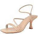 Mostrin Strappy Kitten Heels for Women Square Open Toe Heels Ankle Strap Lace Up Heeled Sandals for Party, Prom