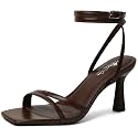Mostrin Strappy Kitten Heels for Women Square Open Toe Heels Ankle Strap Lace Up Heeled Sandals for Party, Prom