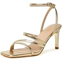 Mostrin Womens Sandals Strappy Heels for Women Ankle Strap Lace Up Heels Square Open Toe Heels Tie Up Stiletto High Heeled Sandals for Prom, Party, Daily Wear