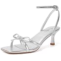 Mostrin Womens Sandals Strappy Heels for Women Ankle Strap Lace Up Heels Square Open Toe Heels Tie Up Stiletto High Heeled Sandals for Prom, Party, Daily Wear