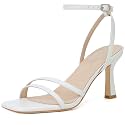 Mostrin Womens Sandals Strappy Heels for Women Ankle Strap Lace Up Heels Square Open Toe Heels Tie Up Stiletto High Heeled Sandals for Prom, Party, Daily Wear