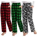Motarto 3 Pack Boys Long Bottoms Soft Microfleece Pants with Pockets Printed Plaid Pants for Kids Size 6-16 Years