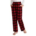 Motarto Boys Pants Kids Soft Micro Fleece Plaid Pants Elastic Waistband with Pockets Drawstring