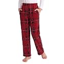 Motarto Boys Pants Kids Soft Micro Fleece Plaid Pants Elastic Waistband with Pockets Drawstring