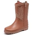 Motasha Cowboy Kids Rain Boots Waterproof Rubber Boots for Boys and Girls