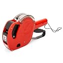 Motex MX-5500 New Version 1 Line 8 Digits Price Tag Gun – Pre-Loaded 1,000 White Sticker Labels and Pre-Loaded Inker with 1 Ink Refill - for Grocery Store, Retail Shop, Garage Sale (Dark Red)