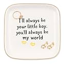 Mother's Day Gifts For Mom From Son, Ceramic Ring Dish Jewelry Tray, "I'll always be your little boy. You'll always be my world", Birthday Christmas Thanksgiving Valentine’s Day Gifts for Mother