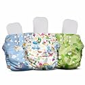 Mother Sparsh NAPPERS Free Size Cloth Diaper for Babies | Reusable & Adjustable | With 1200+ GSM Dry Feel Absorbent Soaker Pad | Pack of 3 (Kiwi, Doodle, Spring)