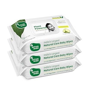 mother sparsh natural care water baby wipes with lid  100 plant made fabric from forest land  freshcleanse with cucumber plant powered wet wipes for baby i cotton cloth like bigger sheets  60 pcs pack of 3