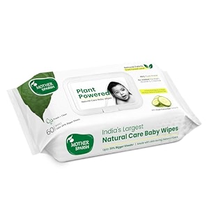 mother sparsh natural care baby wipes i 100 plant made fabric from forest land fresh  cleanse with cucumber plant powered wet wipes for baby i cotton cloth like bigger sheets  60 pcs