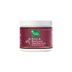 mother sparsh rose amp beetroot exfoliating sugar body scrub for dull amp uneven skin tone  remove dirt amp dead skin amp improve skin texture  for skin relaxation amp revitalization for women amp men 100 gm