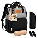 Motherly Crown Combo Melange Fabric Diaper Bag for Mothers for Travel With Warranty | Spacious Diaper Bags for Mom | baby bag for mother travel | Maternity Bags for Mother and Baby - Black And Grey