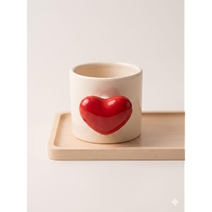 mothers day gift for moms  ceramic heart beat mug red