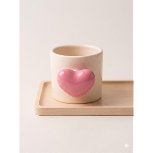 mothers day gift for moms  ceramic heart beat mug pink