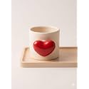 Mothers Day Gift for Moms | Ceramic Heart Beat Mug Red