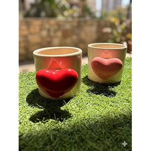 mothers day gift for moms  set of red amp pink ceramic heart beat mugs set of 2