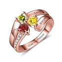 Mothers Day Gifts 10K 14K 18K Solid Gold Customized Mom Ring 2-4 Birthstones Personalized Family Names Ring Jewelry Gifts for Mothers Wife Mom