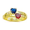 Mothers Day Gifts 10K 14K 18K Solid Gold Customized Mom Ring 2-4 Birthstones Personalized Family Names Ring Jewelry Gifts for Mothers Wife Mom