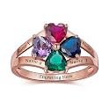 Mothers Day Gifts 10K 14K 18K Solid Gold Customized Mom Ring 2-4 Birthstones Personalized Family Names Ring Jewelry Gifts for Mothers Wife Mom
