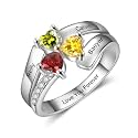 Mothers Day Gifts 10K 14K 18K Solid Gold Customized Mom Ring 2-4 Birthstones Personalized Family Names Ring Jewelry Gifts for Mothers Wife Mom