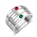 Mothers Day Gifts 10K 14K 18K Gold Personalized Mothers Ring with 2-4 Birthstones and Names for Women Family Jewelry Gifts For Mom Wife Grandma