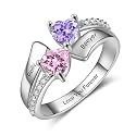 Mothers Day Gifts 10K 14K 18K Solid Gold Customized Mom Ring 2-4 Birthstones Personalized Family Names Ring Jewelry Gifts for Mothers Wife Mom