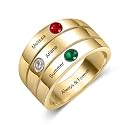 Mothers Day Gifts 10K 14K 18K Gold Personalized Mothers Ring with 2-4 Birthstones and Names for Women Family Jewelry Gifts For Mom Wife Grandma