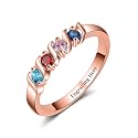 Mothers Day Gifts 10K 14K 18K Gold Personalized Mothers Ring with 2-4 Birthstones and Names for Women Family Jewelry Gifts For Mom Wife Grandma