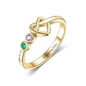 Mothers Day Gifts 10K 14K 18K Gold Personalized Mothers Ring with 2-4 Birthstones and Names for Women Family Jewelry Gifts For Mom Wife Grandma