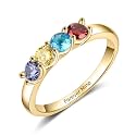 Mothers Day Gifts 10K 14K 18K Solid Gold Customized Mom Ring 2-4 Birthstones Personalized Family Names Ring Jewelry Gifts for Mothers Wife Mom