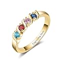 Mothers Day Gifts 10K 14K 18K Gold Personalized Mothers Ring with 2-4 Birthstones and Names for Women Family Jewelry Gifts For Mom Wife Grandma