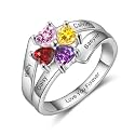 Mothers Day Gifts 10K 14K 18K Solid Gold Customized Mom Ring 2-4 Birthstones Personalized Family Names Ring Jewelry Gifts for Mothers Wife Mom