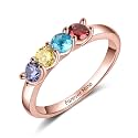 Mothers Day Gifts 10K 14K 18K Solid Gold Customized Mom Ring 2-4 Birthstones Personalized Family Names Ring Jewelry Gifts for Mothers Wife Mom