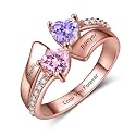 Mothers Day Gifts 10K 14K 18K Solid Gold Customized Mom Ring 2-4 Birthstones Personalized Family Names Ring Jewelry Gifts for Mothers Wife Mom