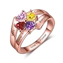 Mothers Day Gifts 10K 14K 18K Solid Gold Customized Mom Ring 2-4 Birthstones Personalized Family Names Ring Jewelry Gifts for Mothers Wife Mom