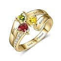 Mothers Day Gifts 10K 14K 18K Solid Gold Customized Mom Ring 2-4 Birthstones Personalized Family Names Ring Jewelry Gifts for Mothers Wife Mom