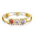 Mothers Day Gifts 10K 14K 18K Gold Personalized Mothers Ring with 2-4 Birthstones and Names for Women Family Jewelry Gifts For Mom Wife Grandma