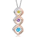 Mothers Day Gifts for Mom Birthstone Name Necklace Mother's Day Gifts for Women Personalized Necklaces Customized Twisted 2-7 Mothers Necklace with Birthstones