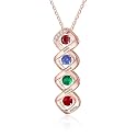 Mothers Day Gifts for Mom Birthstone Name Necklace Mother's Day Gifts for Women Personalized Necklaces Customized Twisted 2-7 Mothers Necklace with Birthstones