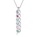 Mothers Day Gifts for Mom Birthstone Name Necklace Mother's Day Gifts for Women Personalized Necklaces Customized Twisted 2-7 Mothers Necklace with Birthstones