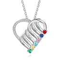 Mothers Day Necklace with Birthstones – Personalized Mom Necklace Engraved 2-6 Names, Custom Family Birthstone Jewelry Gift for Women