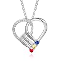 Mothers Day Necklace with Birthstones – Personalized Mom Necklace Engraved 2-6 Names, Custom Family Birthstone Jewelry Gift for Women