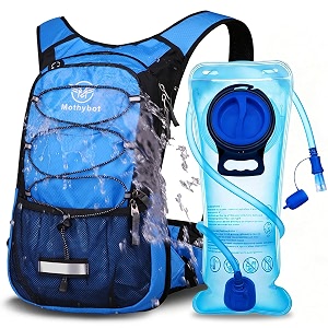 mothybot insulated hydration backpack pack with 2l bpa free waterproof bladder hiking backpack with storage for kids menwomen- keep liquid cool up to 5 hours - for runningcyclingcampingoutdoors