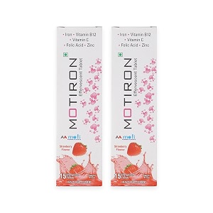 effervescent iron tablets for women amp men  iron folic acid vitamin b12 c amp zinc  stomach-friendly sugar-free strawberry flavour pack of 2