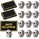 MotiMind 12 Set Halloween Skull Place Card Holders 24 Pcs Place Cards Resin